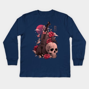 Death and Music - Cello Skull Evil Gift Kids Long Sleeve T-Shirt